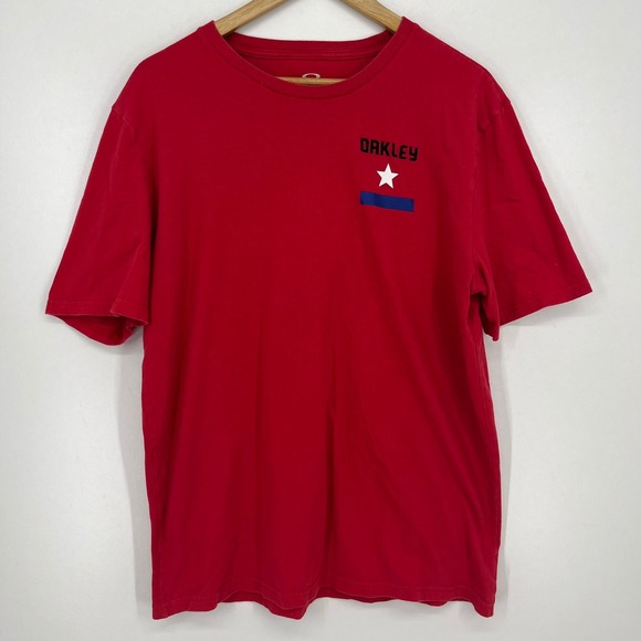 Oakley Other - Oakley‎ Mens Red Graphic T-Shirt Short Sleeve Regular Fit Star Logo Large USA